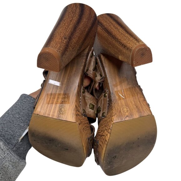 XOXO Brown Studded High Heel Platform Sandals Women’s 9 Worn Once - Picture 5 of 6